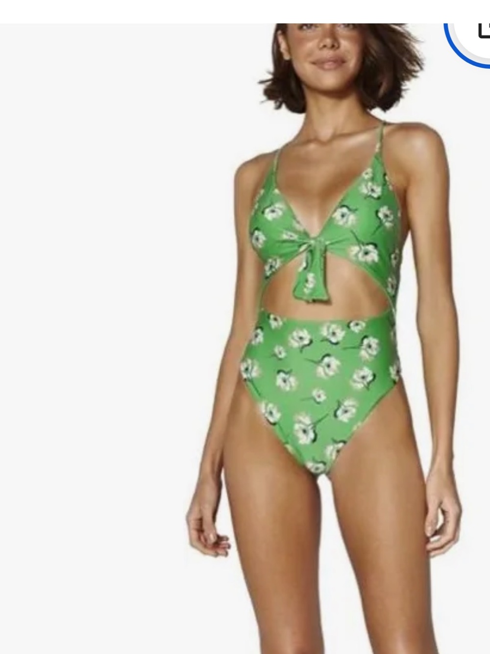Girls' Green Floral Tie-Front Bikini Set